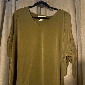 Liz Claiborne Olive V-Neck Blouse